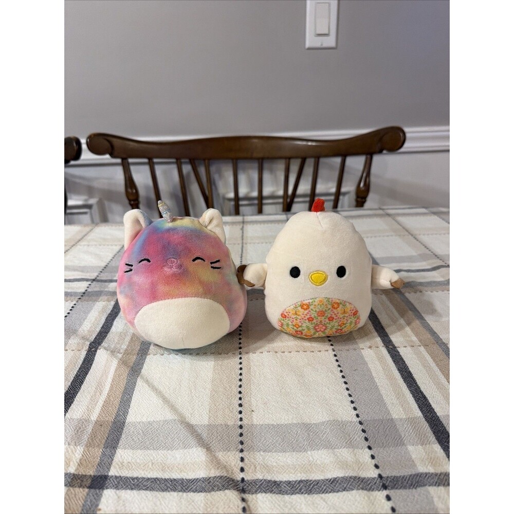 Squishmallows Unicorn Cat And Flower Chicken Lot Of 2
